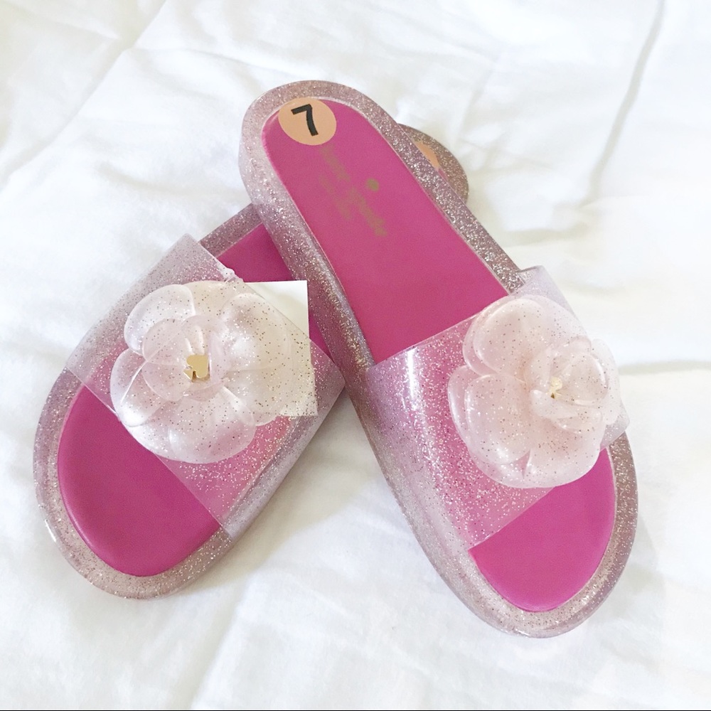 Kate Spade | Pink Glitter Jelly Slides Size 7